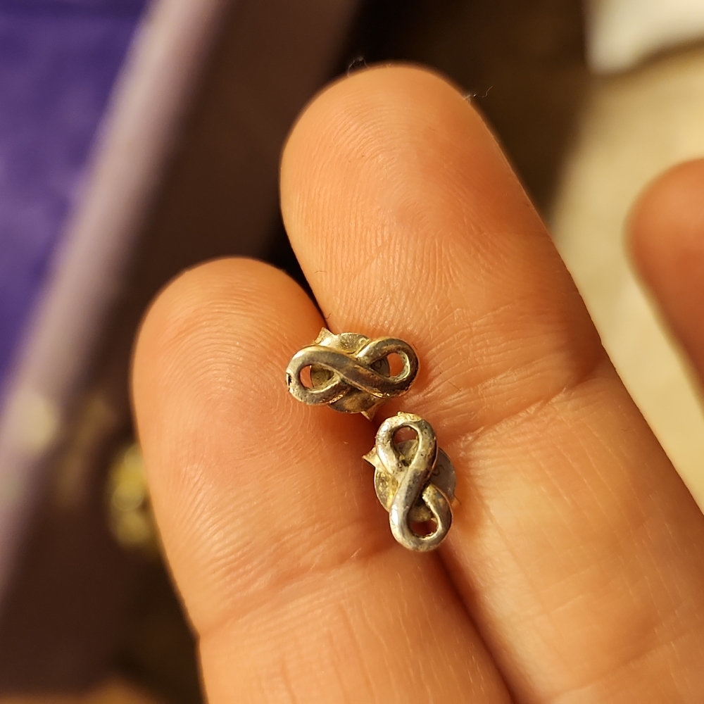 Infinity Sterling Silver Tiny Stud Earrings - image 1
